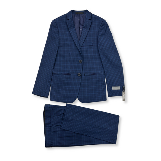 Michael Kors Boys Skinny Fit Blue Check Suit