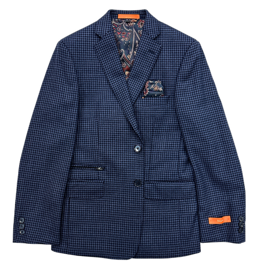 Tallia Boys Blue/Navy Houndstooth Sports Jacket