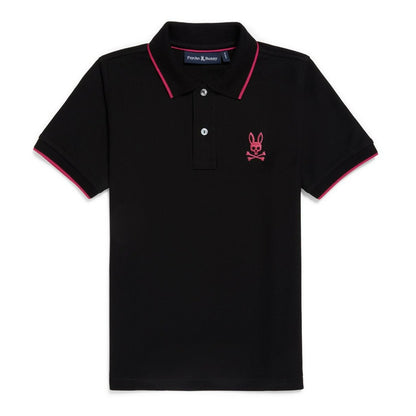 Psycho Bunny Kids Sacramento Pique Black Polo