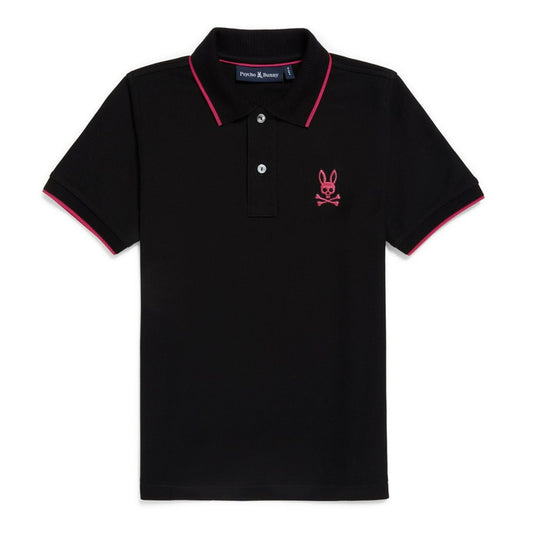 Psycho Bunny Kids Sacramento Pique Black Polo