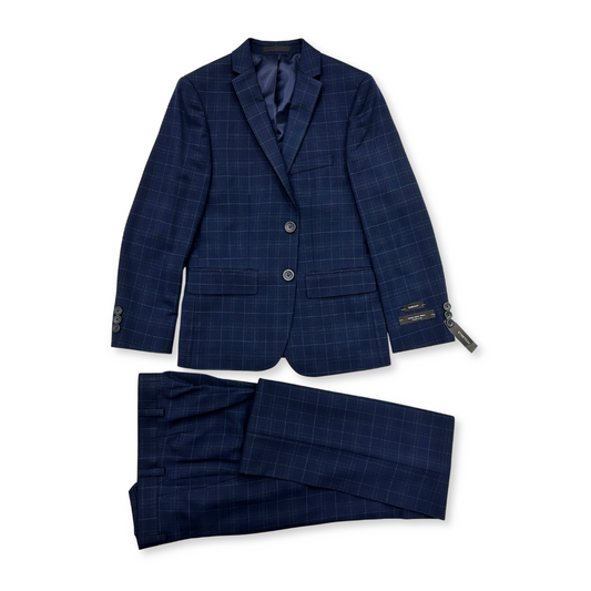Marc New York Boys Skinny Dark Blue Plaid Suit