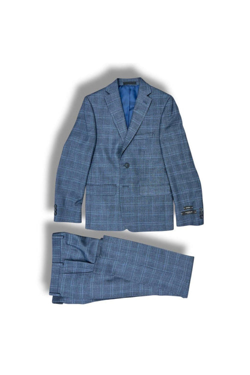 Andrew Marc Boys Skinny Blue Plaid Suit_ W0811-NorthBoys