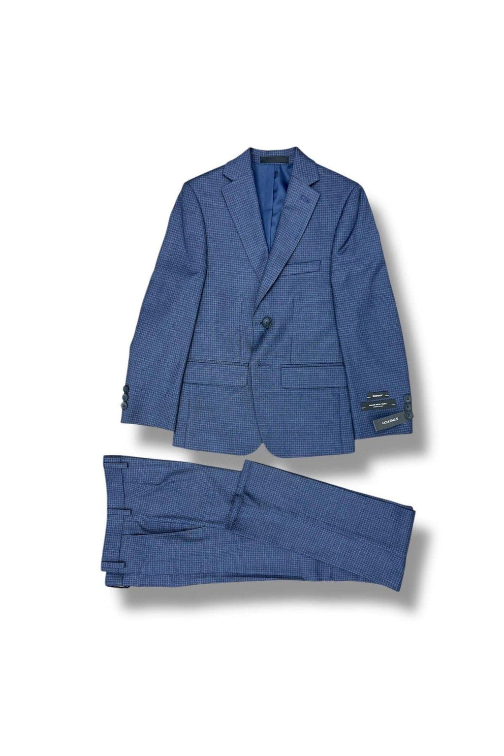 Andrew Marc Boys Skinny Navy Blue Mini Grid Suit_ W0812-NorthBoys