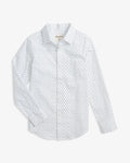 White shirt with small black pattern on a white background
