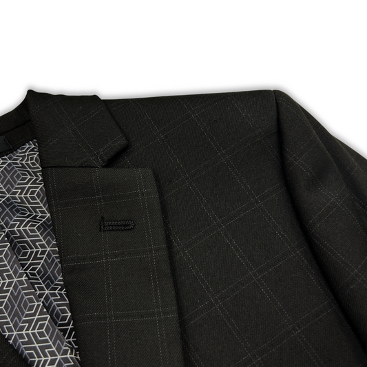 Tallia Boys Skinny Black Window Pane Suit