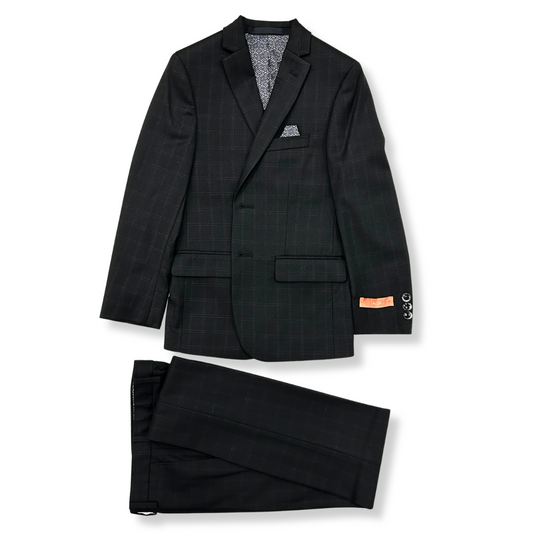 Tallia Boys Skinny Black Window Pane Suit