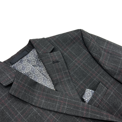 Tallia Boys Skinny Charcoal Plaid Suit