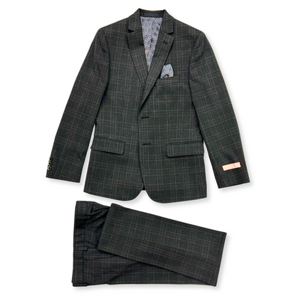 Tallia Boys Skinny Charcoal Plaid Suit