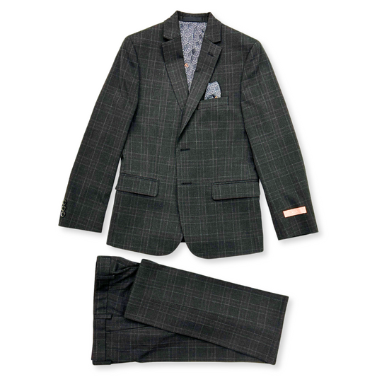 Tallia Boys Skinny Charcoal Plaid Suit