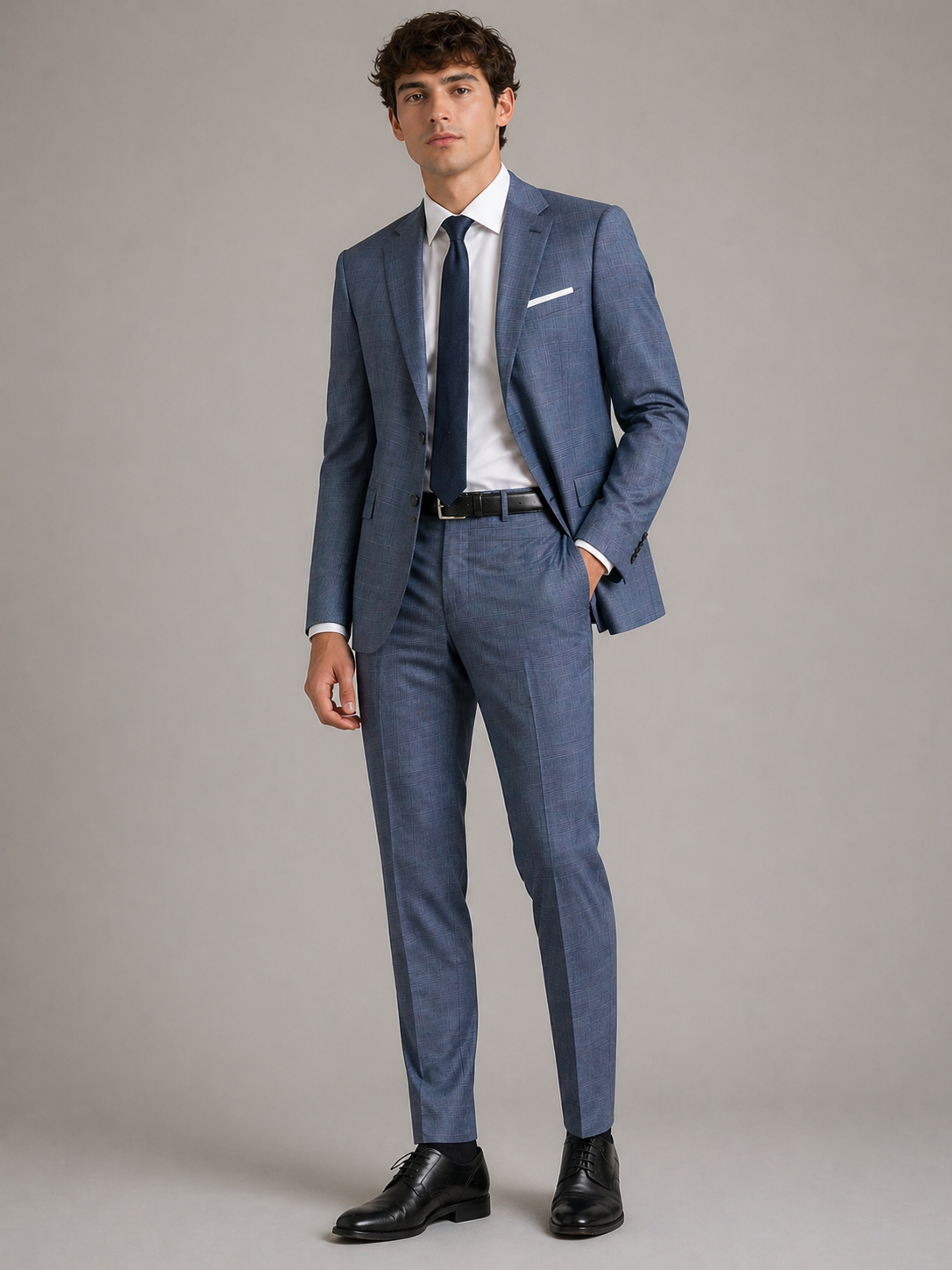 Calvin Klein Mens Slim Fit Blue Wool Suit_ Z1805