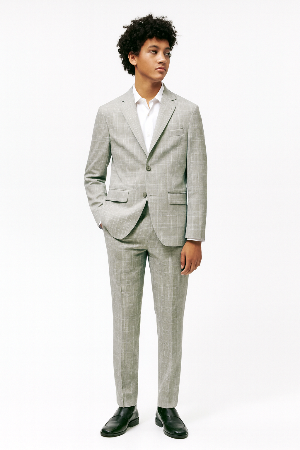 Marc New York Boys Skinny Light Grey Grid Suit-NorthBoys