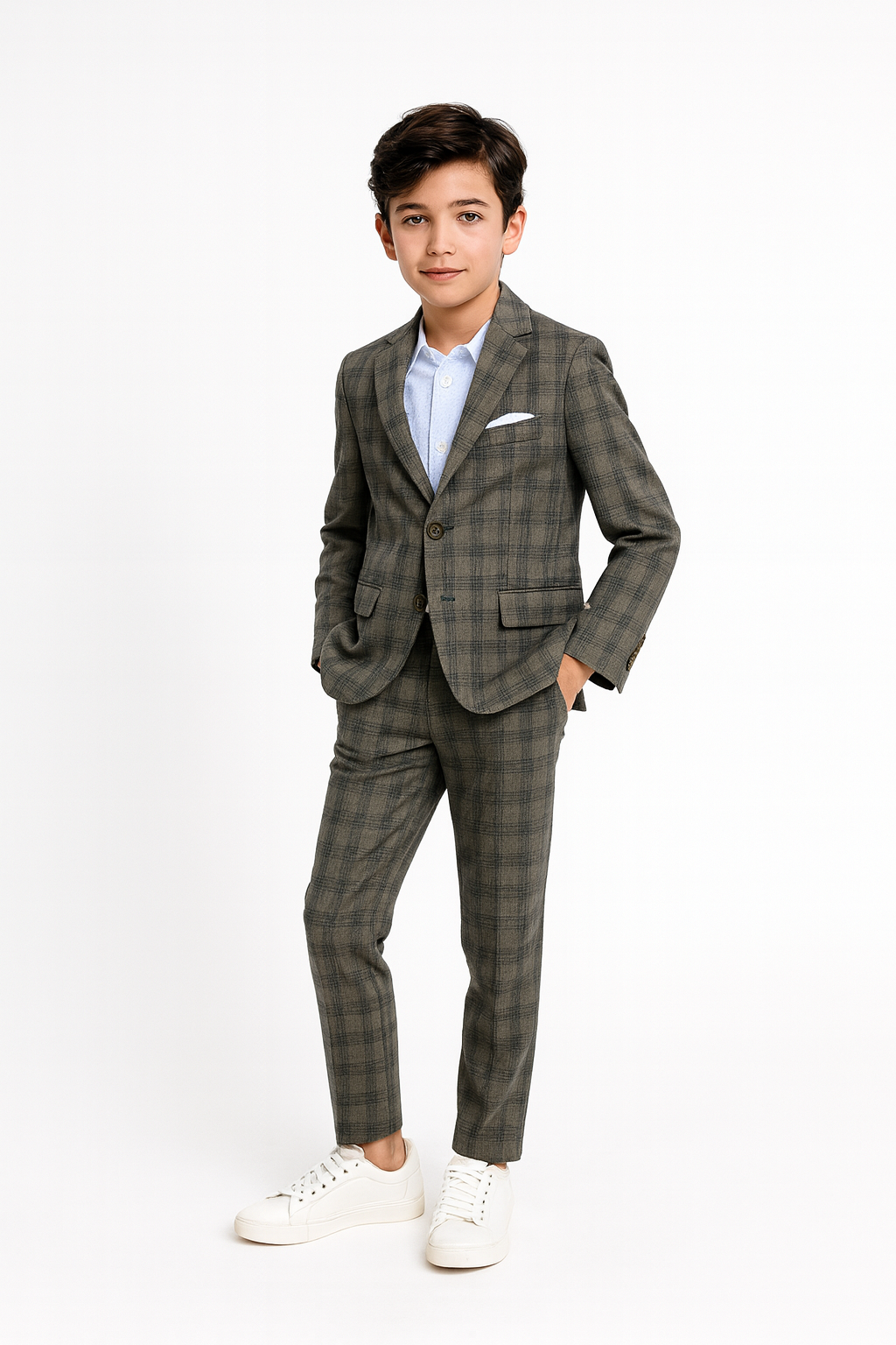 Appaman Boys Two Piece Grey Plaid Stretchy Mod Suit_ G8SSU1