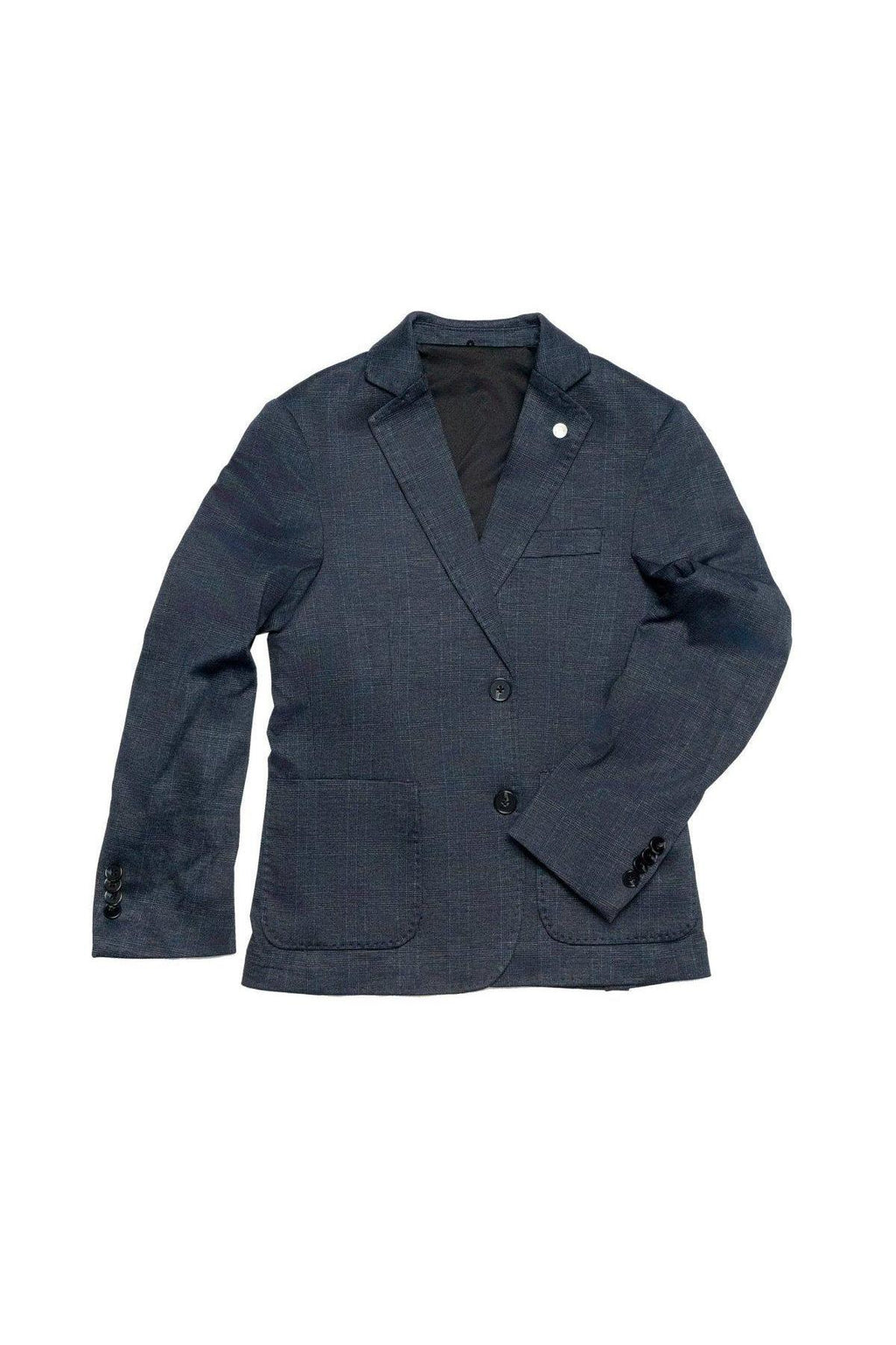 Cloud Cloth Boys Slim Fit Plaid Stretch Navy Suit-NorthBoys