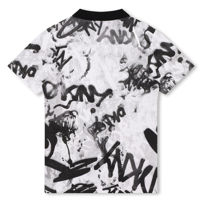 DKNY Junior Boys White Graffiti Print Polo Shirt _D25E62-10P