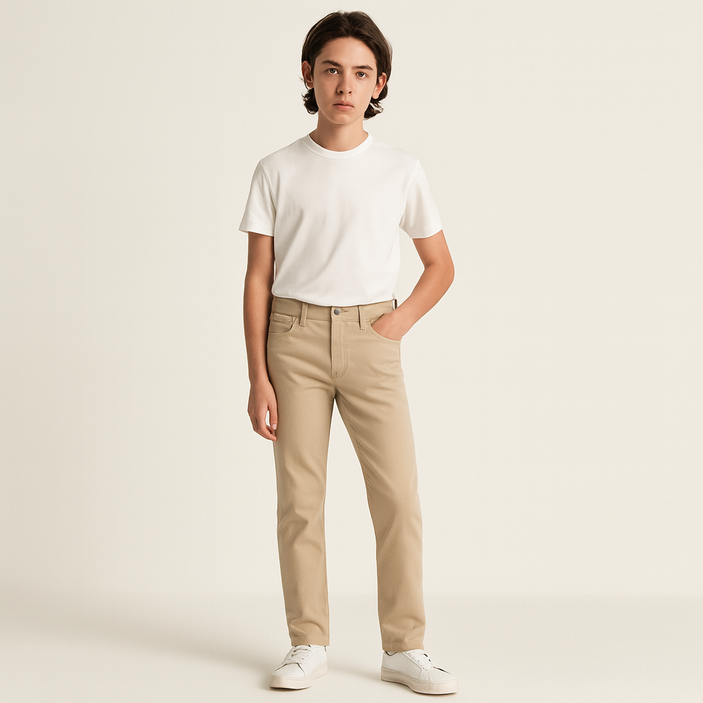 DL1961 Boys Brady Slim Beige Cotton Pants_ 4040-27