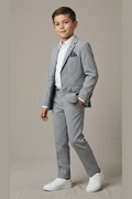 Leo & Zachary Boys Slim Light Grey Cooled Basket Weave Suit_ 5428/5828