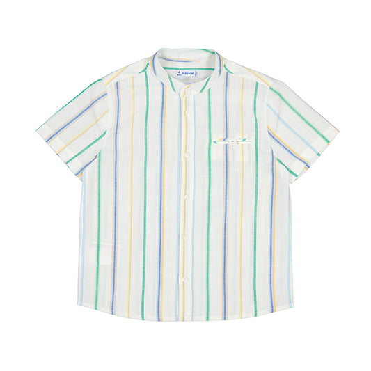 Mayoral Mini Short Sleeve Striped Dress Shirt_ 3115-93