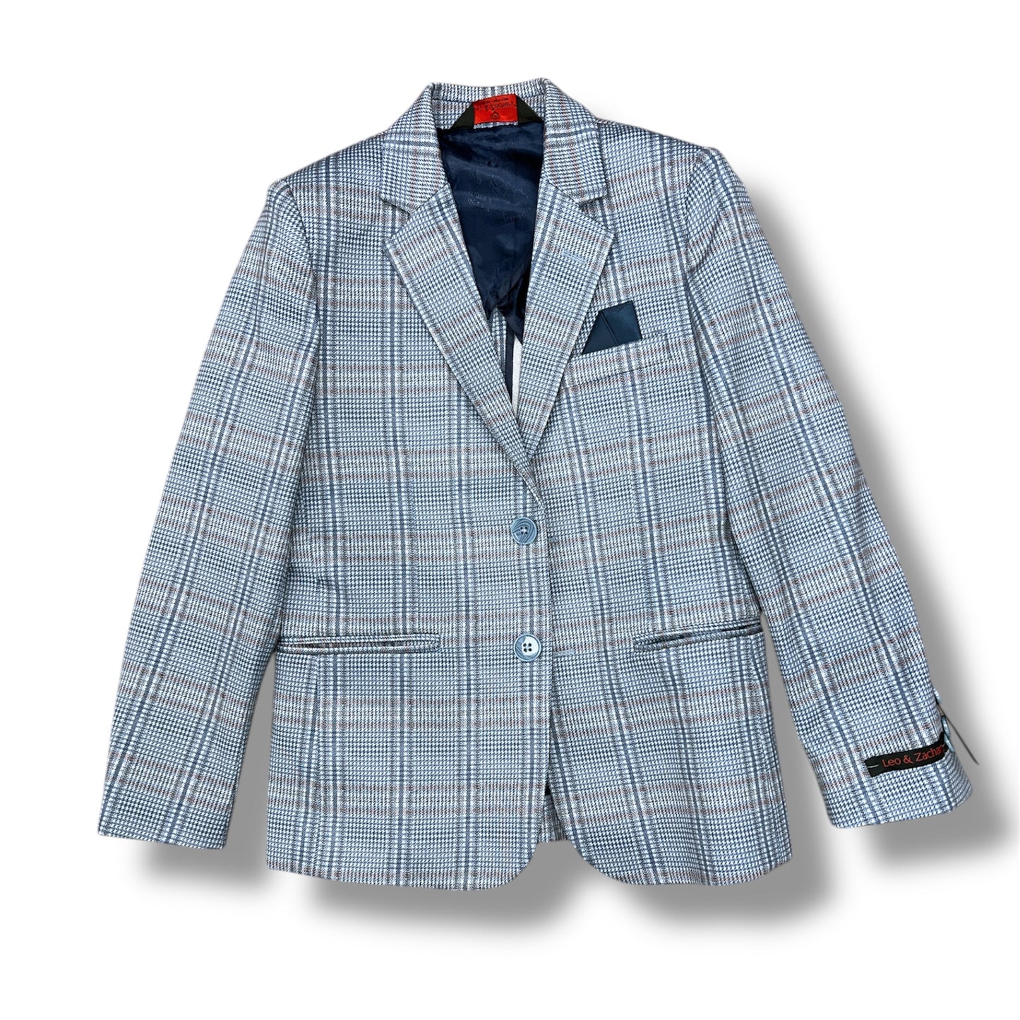 Leo & Zachary Boys Slim Multi Plaid Blazer_ BLZ5866