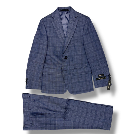 Andrew Marc Boys Skinny Blue Plaid Suit_ W0814