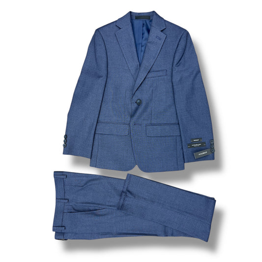 Andrew Marc Boys Skinny Navy Blue Mini Grid Suit_ W0812