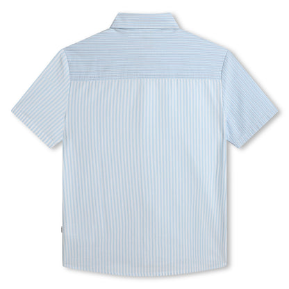 Hugo Boss Boys Short Sleeve Loose Fit Striped White Dress Shirt _ J50698-10P