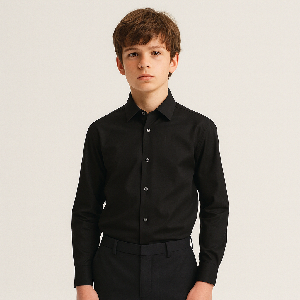 L&Z Royal Boys Black Dress Shirt_ b5590