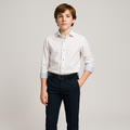Leo & Zachary Boys Navy & White 4 Way Tech Performance Stretch Dress Shirt_ ts511