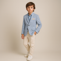 Leo & Zachary Boys Slim Blue Sand Houndstooth Blazer_ BLZ5864