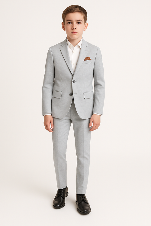 Leo & Zachary Boys Slim Chambray Blue Stretch Suit_ BLZ5870/LZ5870-NorthBoys