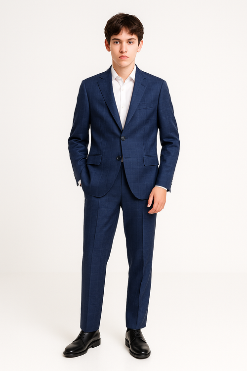 Marc New York Boys Husky Blue Plaid Suit-NorthBoys
