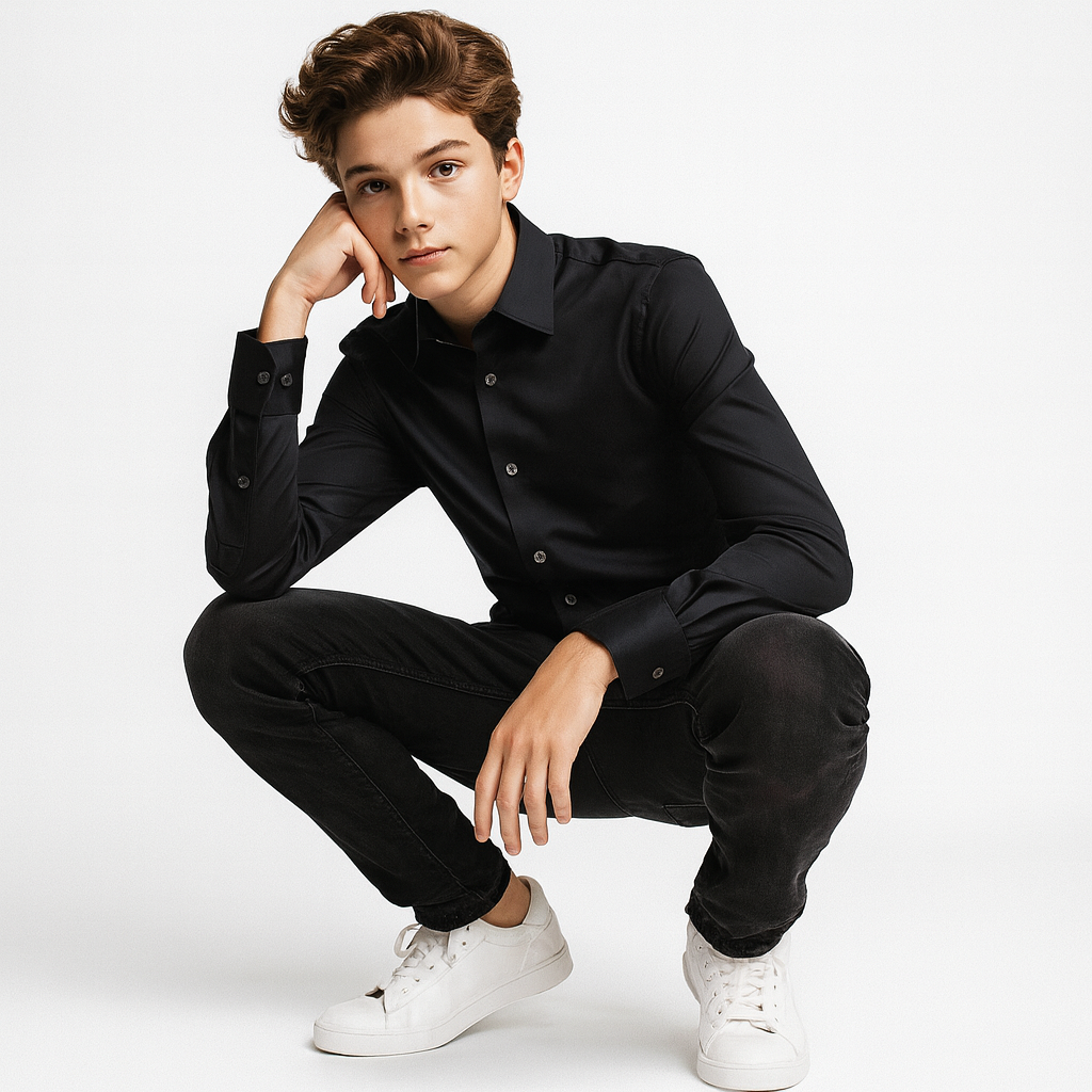 Michael Kors Boys Black Dress Shirt