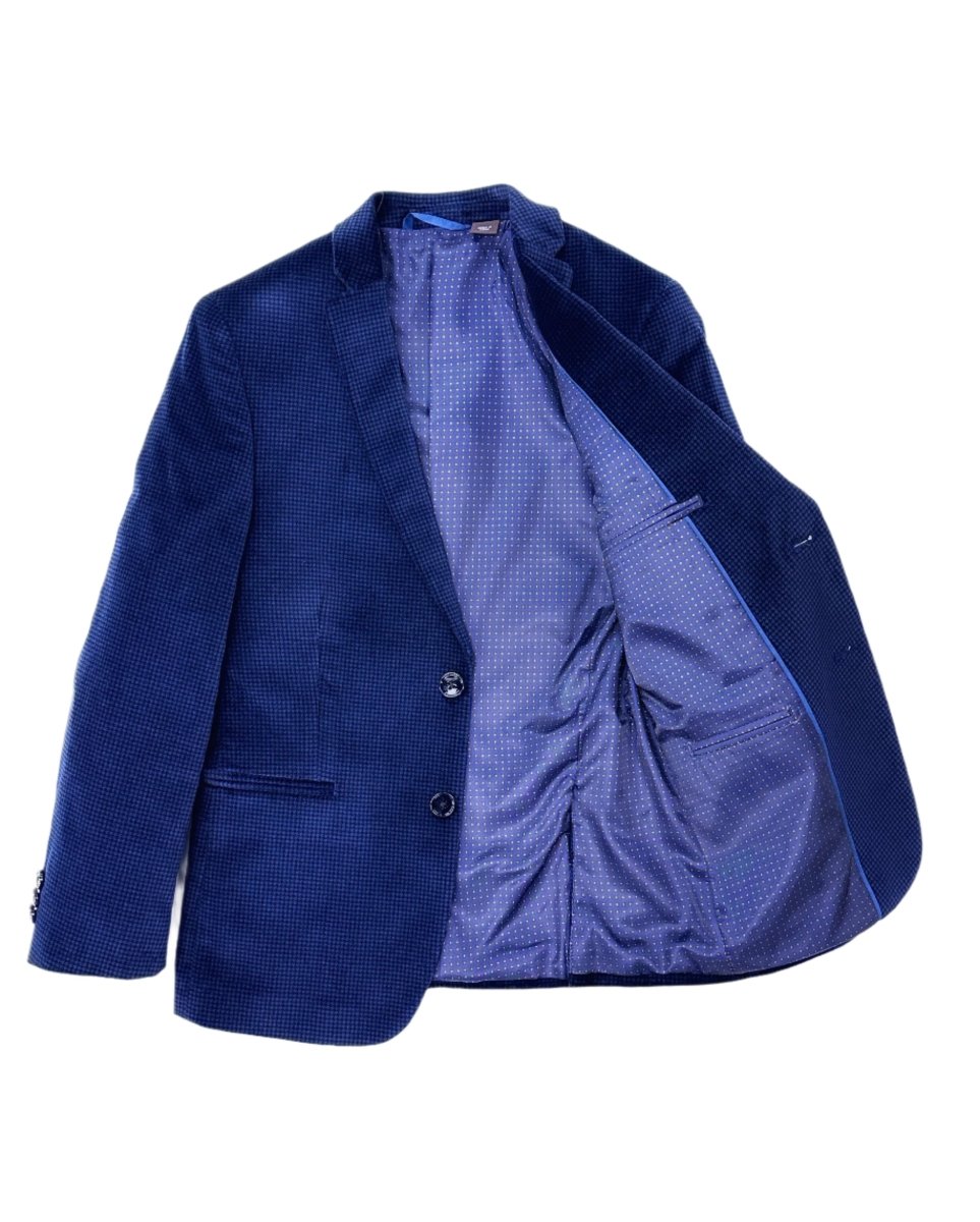 Michael Kors Boys Dark Blue Velvet Jacket_ U0070-NorthBoys