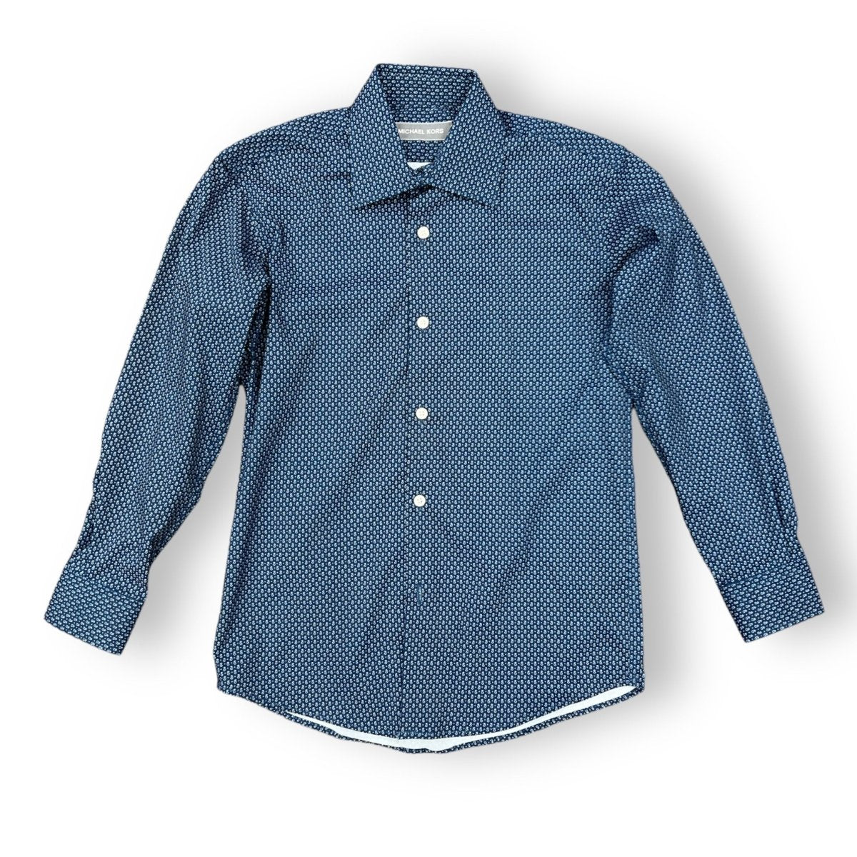 Boys Patterned Navy Dress Shirt - NorthBoys