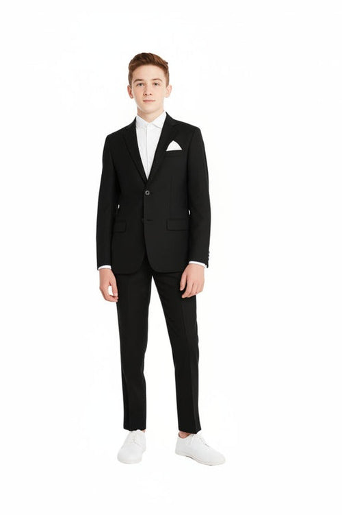 Nice Threads Boys Slim Fit Stretch Black Suit _ Northboys