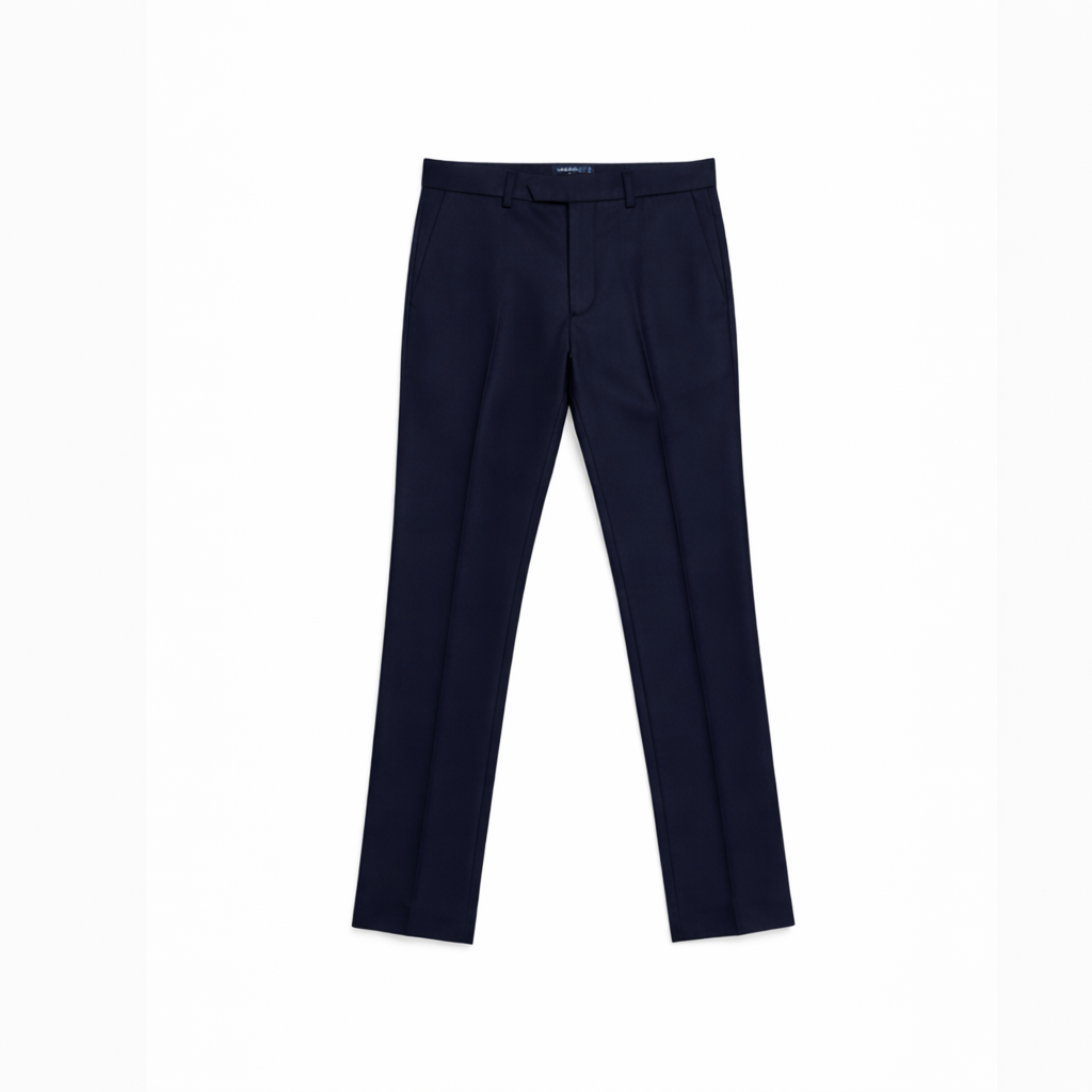 Navy blue pants on a white background