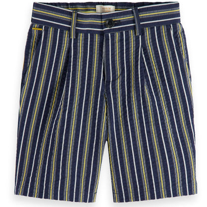 Scotch & Soda Boys Longer Length Seersucker Navy Shorts_ 24170453