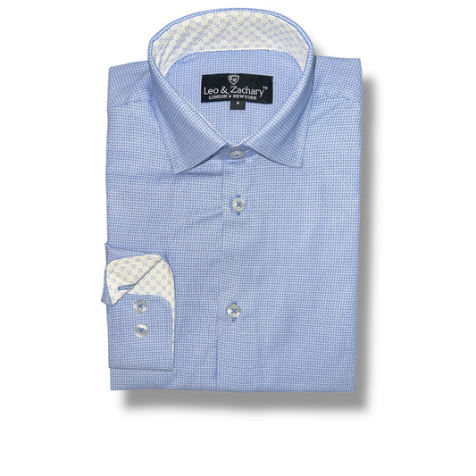 Leo & Zachary Boys Circle Dobby Dress Shirt_ 50022