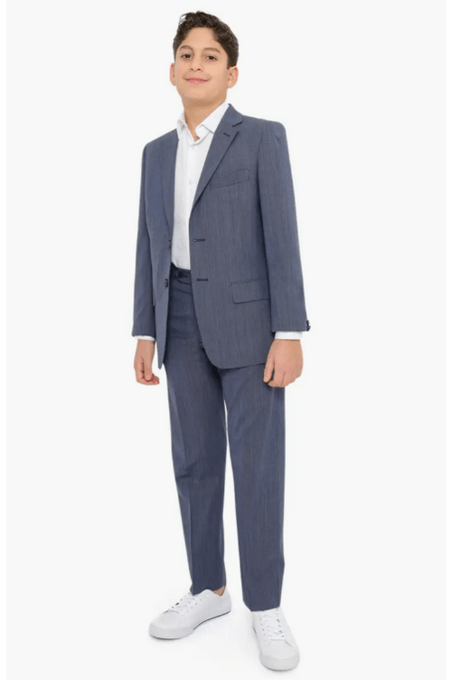 PinoPorte Boys Mini Blue Check Wool Suit-NorthBoys