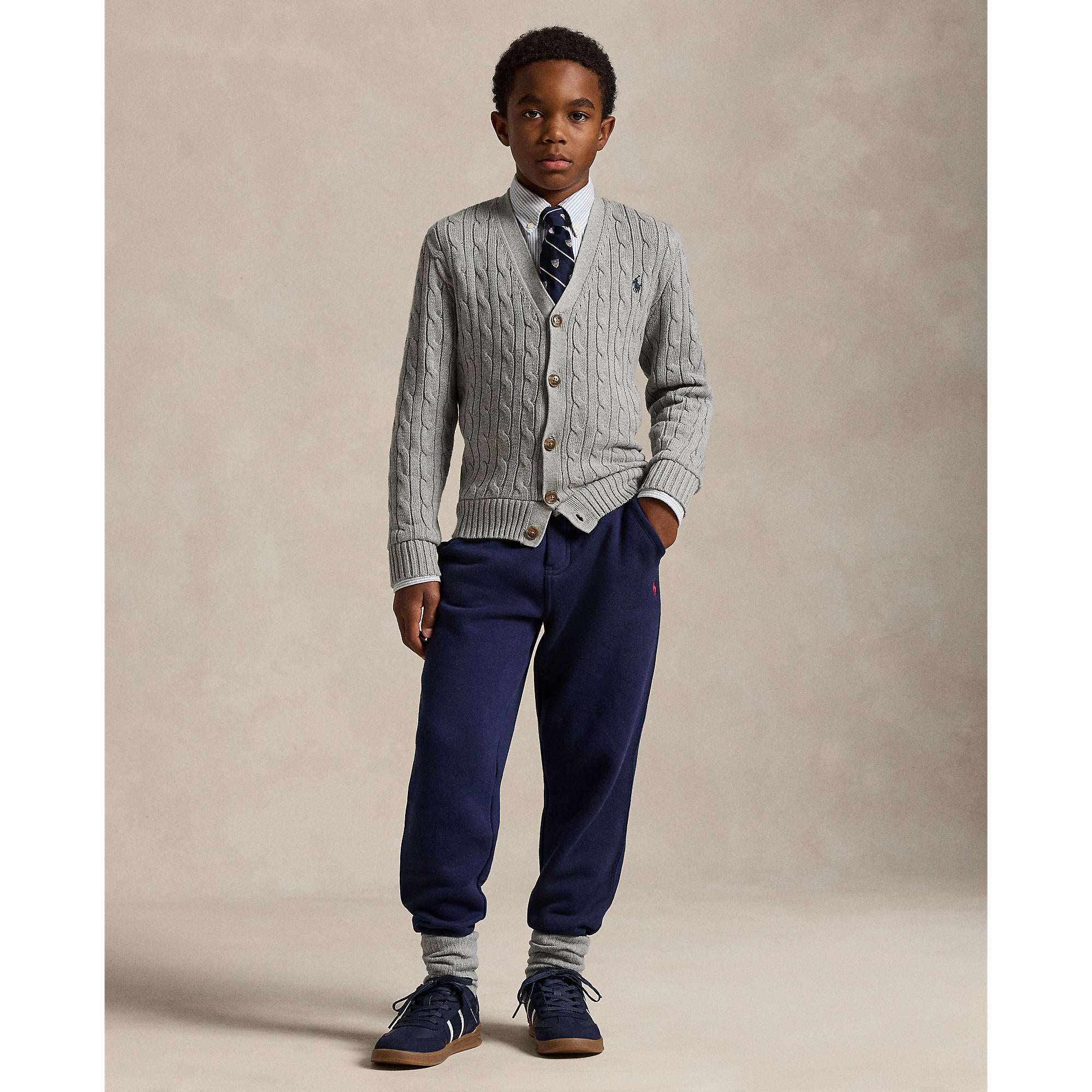 Polo Ralph Lauren Boys Cable Knit V-Neck Cardigan Sweater