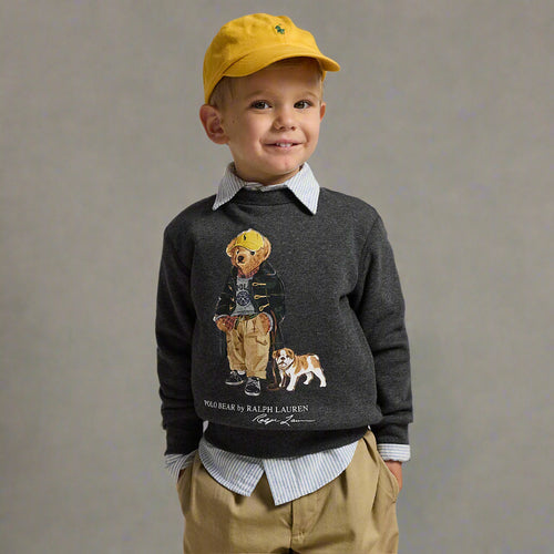 Ralph Lauren Boys Polo Bear Heathered Fleece Sweatshirt