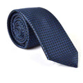 Rolled-up blue textured tie on a white background