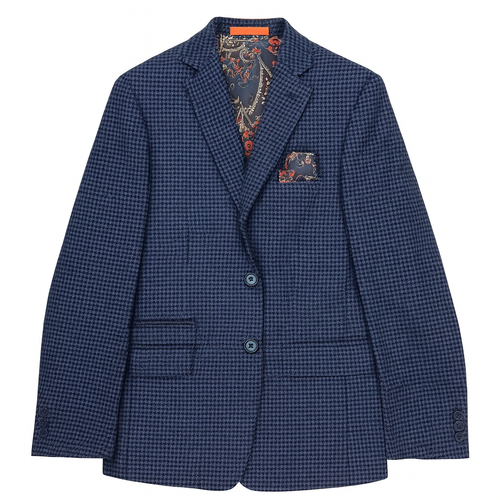 Tallia Boys Blue/Navy Houndstooth Sports Jacket-NorthBoys