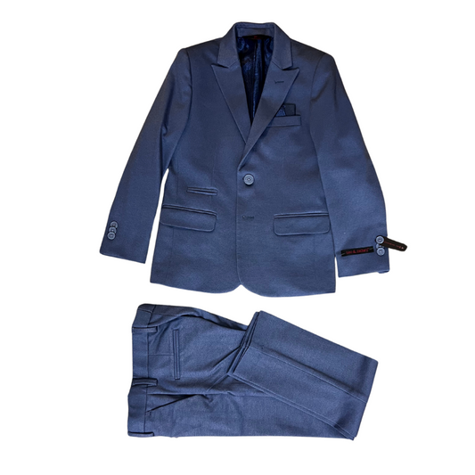 Leo & Zachary Boys Slim Denim Micro Check Stretch Suit_ BLZ5863/LZ5863
