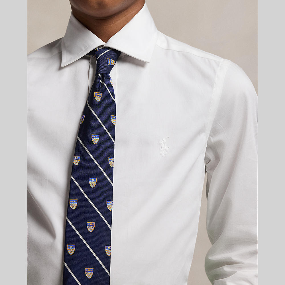 Ralph Lauren Boys Fine Tailoring Slim Fit White Cotton Dress Shirt