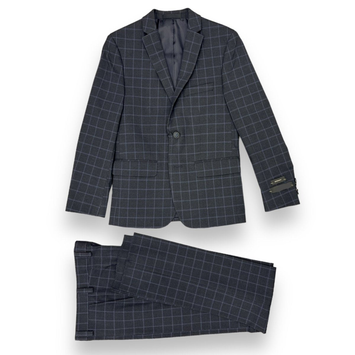 Andrew Marc Boys Skinny Charcoal/Blue Window Suit_ W0713 - NorthBoys