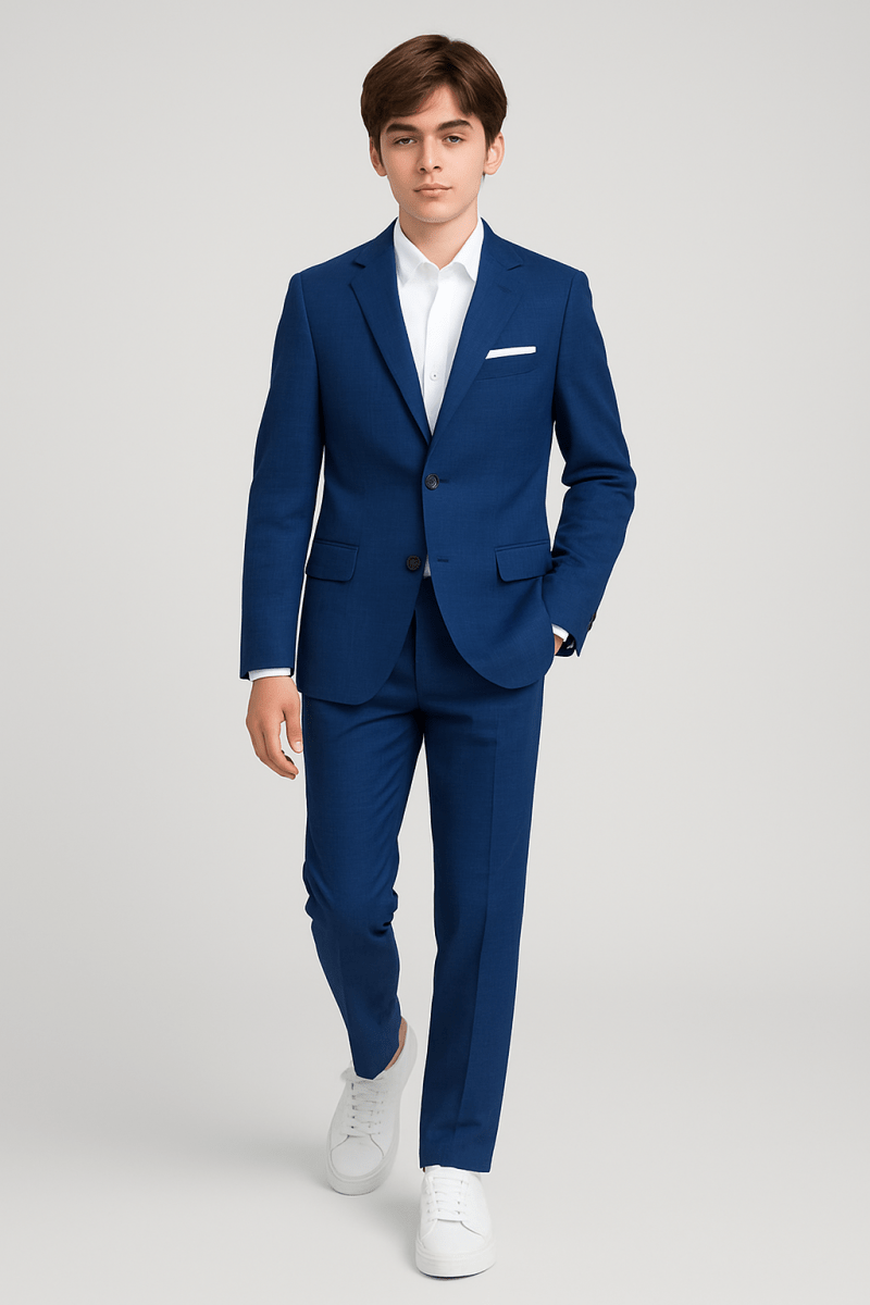 Andrew Marc Boys Skinny Plain Blue Suit_ W0801 - NorthBoys