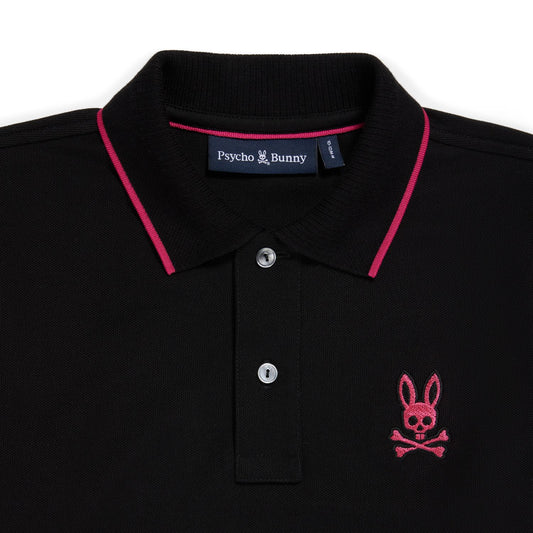 Psycho Bunny Kids Sacramento Pique Black Polo