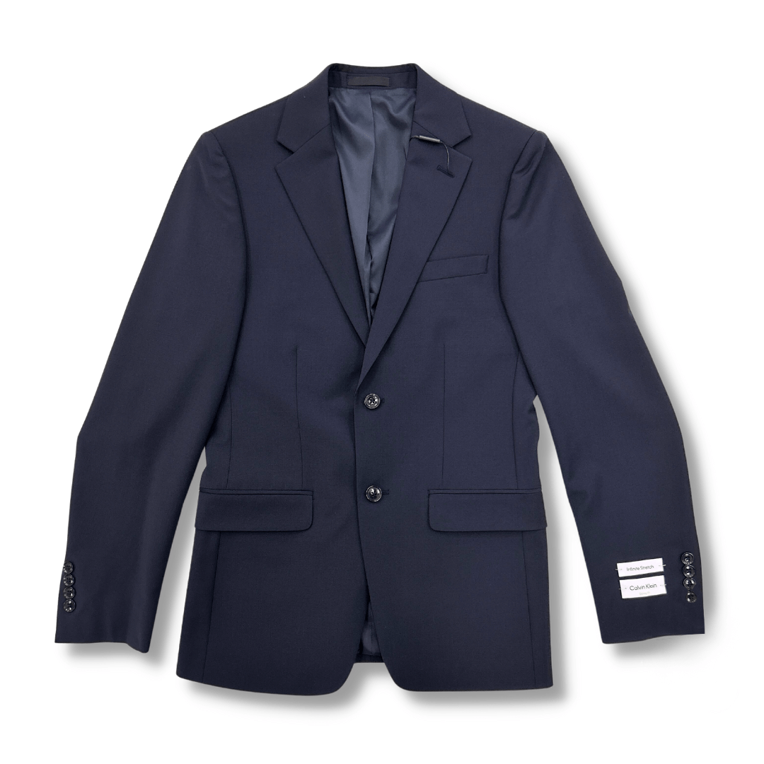 Calvin Klein Mens Skinny Fit Navy Wool Stretch Suit (Jacket & Pant) - NorthBoys