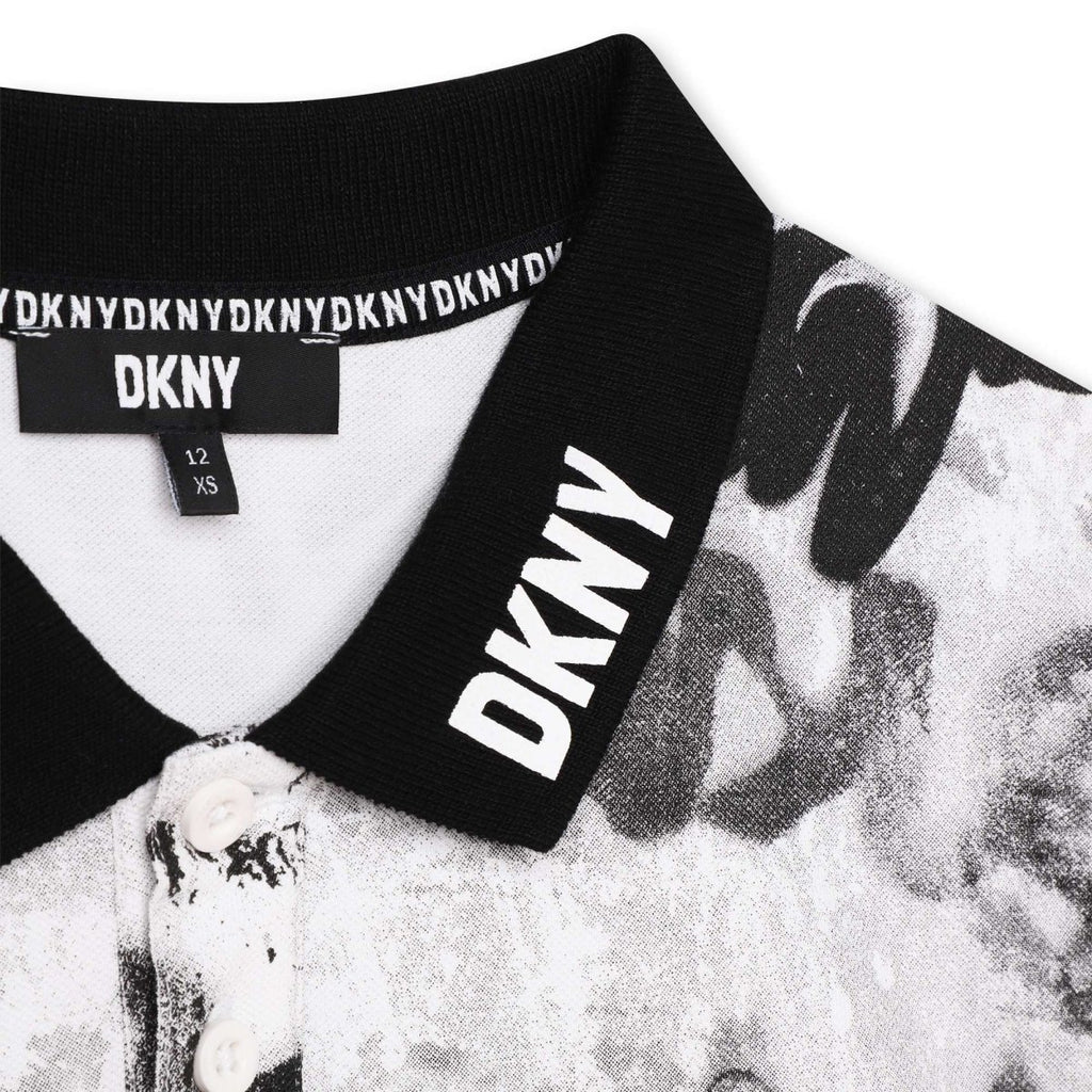 DKNY Junior Boys White Graffiti Print Polo Shirt _D25E62 - 10P - NorthBoys