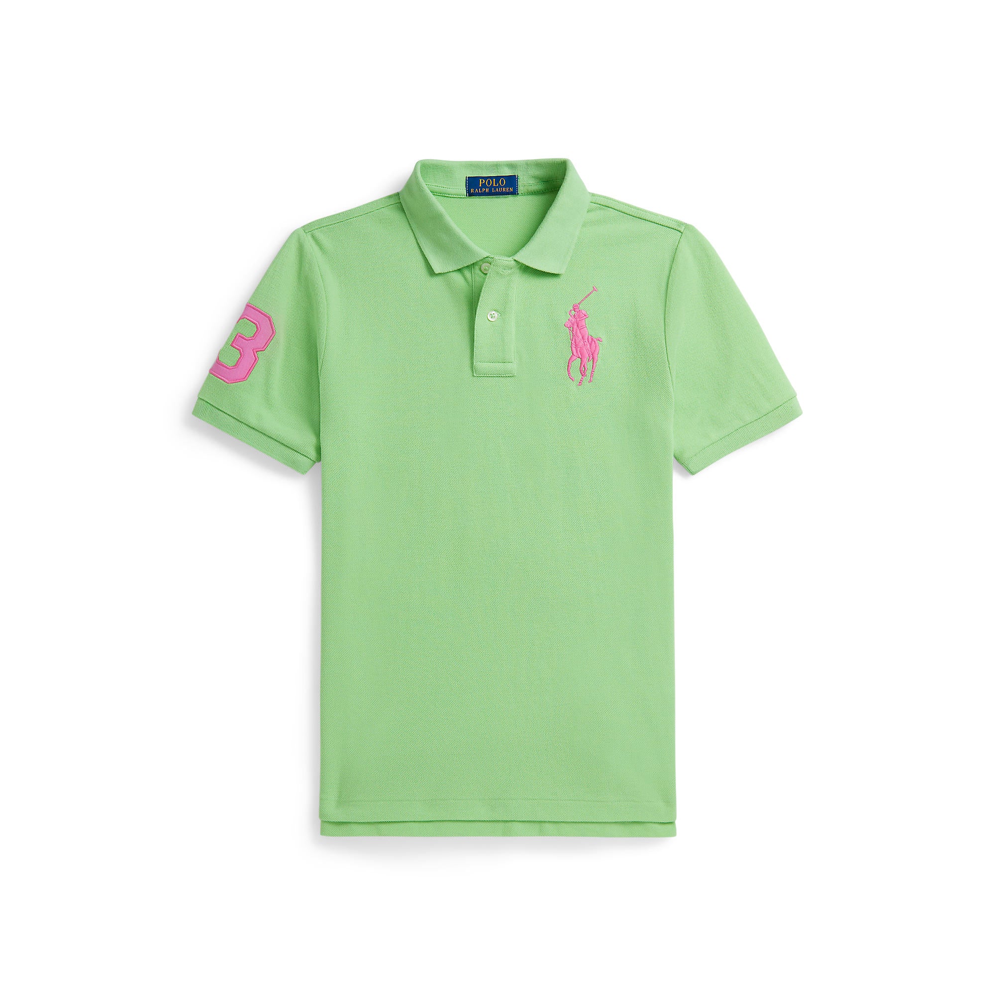 Polo Ralph Lauren Boys Large Pony Mesh Green Polo Shirt